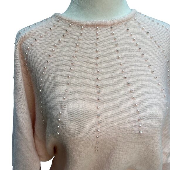 Vintage Pink Batwing Y2K Pearl Embellished Sweater Size S/M - Picture 2 of 11
